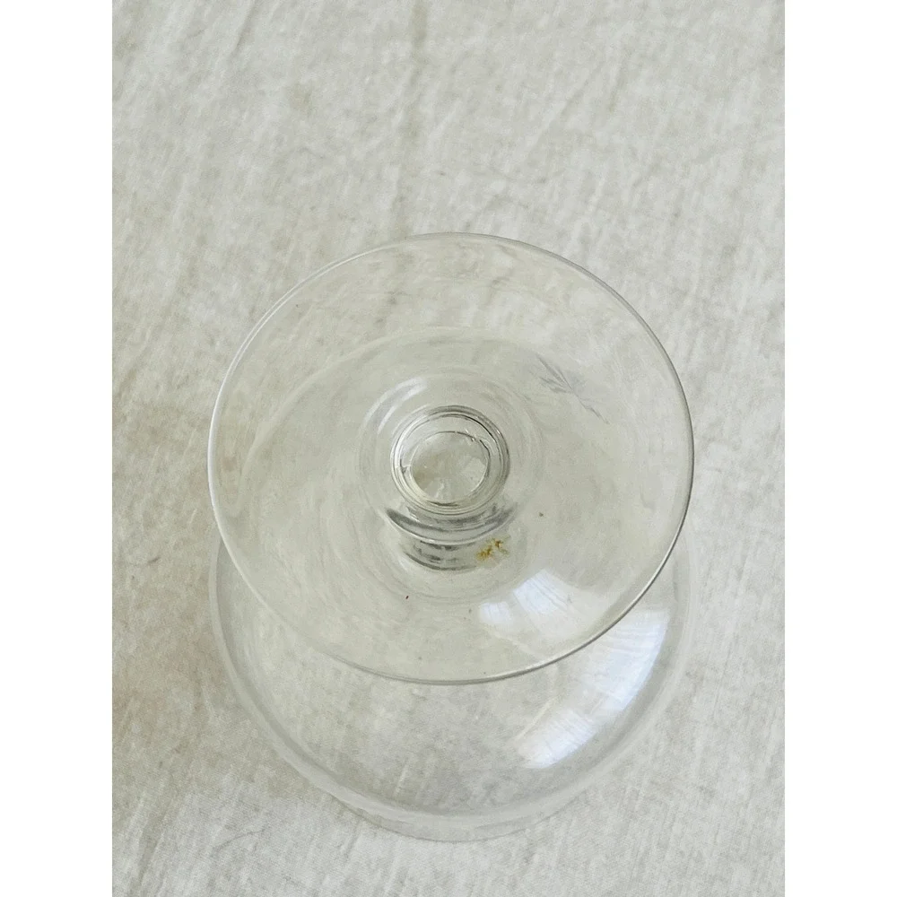 MCM Arcadia Etched Brandy Glass 1950s 1960s Romania Vintage Snifter Single Glass